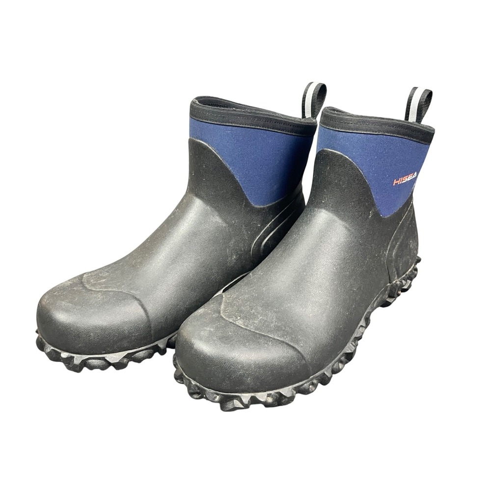 HISEA Mens Ankle Muck Boots Black Navy Blue Waterproof Rubber Neoprene Size 13